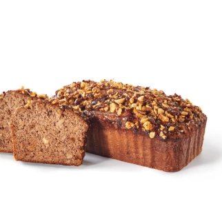 CAKE DE HARINA DE CASTAÑA, MIEL DE CASTAÑO, AVELLANA Y JENGIBRE CONFITADO